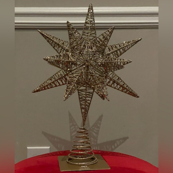 Pier 1 Champagne Gold Glitter Star Tree Topper - Picture 4 of 5